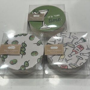 Mud Pie Cocktail Party Coasters Set - Martini, Olives, Cocktails